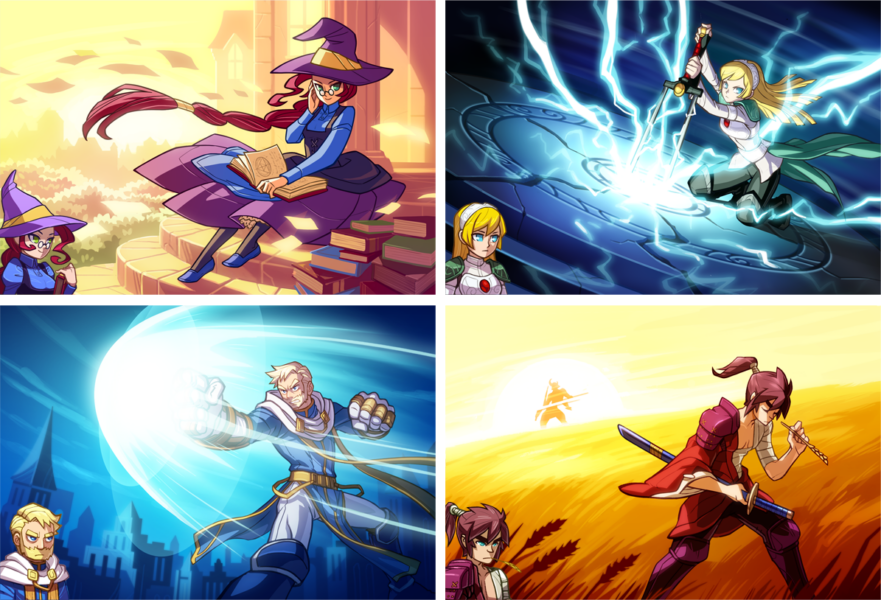 Hero character "splash" illustrations and portraits